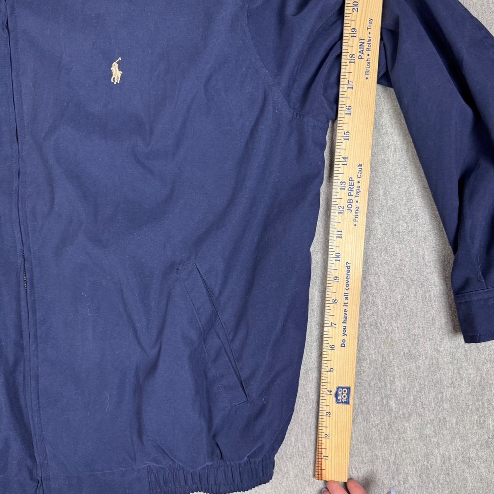 POLO RALPH LAUREN Mens XL Navy Blue Harrington Jacket Plaid Lined Windbreaker - Picture 6 of 9